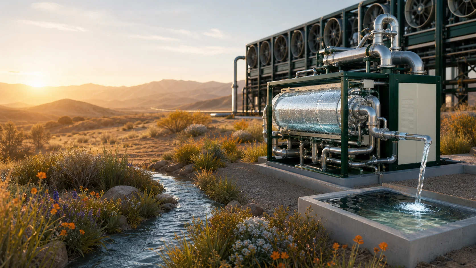 Water recovered beside a CO₂Zero Direct Air Capture facility