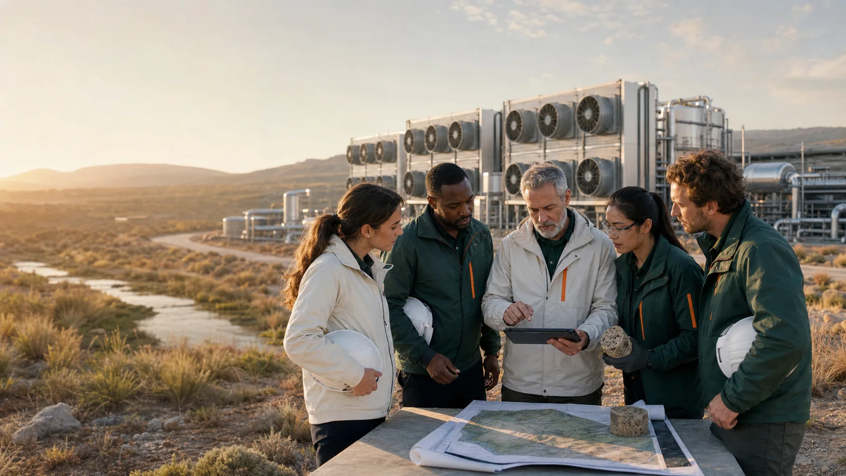CO₂Zero engineers collaborating beside a DAC installation